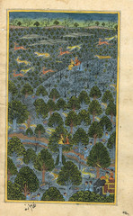 Indian Hunting Art Painting Of Emperor Shooting The Tiger And Deer 6×9.5 Inches