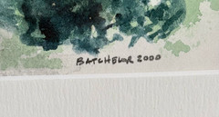 Original Watercolor & Pencil Painting – „Two Benches“ Ithaca, NY – Signed