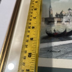 Vintage Framed Print? Venice Gondolas Cityscape Artist Signed Watercolor?