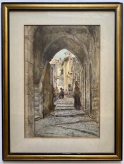 Rare 19th Century Original Mariano De Franceschi Watercolor Painting Signed Rome