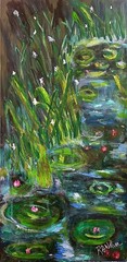 PAINTING on CANVAS Original Art Floral Pond Waterlilies Lotus Monet Style