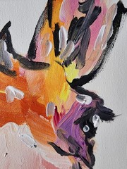 Aleph Original Art Donkey 14×11 Abstract Expressionist Original Painting Canvas