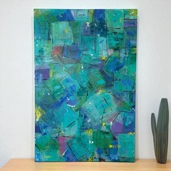 Frames of Hope blue green hues abstract canvas size 48″ x 36″