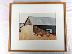 ORIGINAL OIL ON PAPER PAINTING BY ROGER SPRAUGE TITLED „MORA HOUSE.‘ DATED 1984