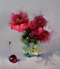 A bright red bouquet by Aziz Sulaymanov, 2024