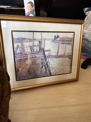 Vintage Framed Watercolor Print | Charles Columbo Watercolor „Eastern Shore“