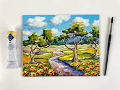 Hill Country Wildflowers Oil Painting Original Austin Texas Landscape 8×10 in
