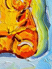 Gummy Bear Yellow Oil Painting 10×15 cm Pastose Technique Painting on Canvas Fabric