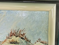 Original painting signed beach scene of Florida sand dunes acrylic on board.