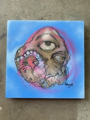 Original Art Outsider Urban Surreal Trippy Artwork Portrait Painting Oil Acrylic
