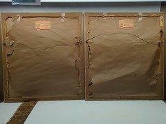 1940’s Benjamin Jorj Harris – Pair of Airbrush Watercolors 20 Tall By 18 Wide