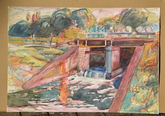 Peter Berndt 1937-2021 Berlin/watercolor 1996 „Weir near Mellensee“ Brandenburg
