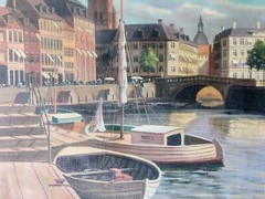 Frederik Svendsen (1885-1975): CITY CANAL, COPENHAGEN, original oil painting