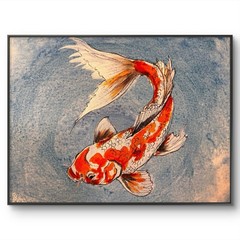 Original Abstract Expressionism 11×14 Koi Handmade Signed Unique Fine Art 52