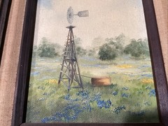 Pair Original Texas Bluebonnet ~ Windmill Paintings ~ Texas Hill Country Artist