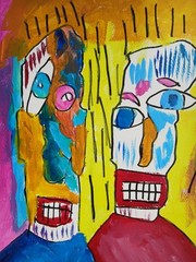 Expressionism/Abstract 11×14 These Two Signed Colorful Hand Made Art Painting
