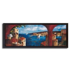 Black Floater-Framed Tardes Calidas by Lourenco Canvas Giclee Art (10 x 26 in)