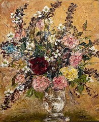 JUNE SMITHERS AUSTRALIAN OIL „STILL LIFE VASE OF FLOWERS“ 1962