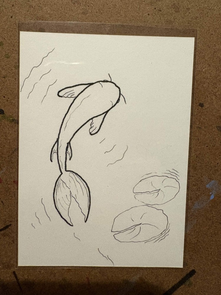 ACEO Original Art Card 2.5×3.5 – Koi Fish in Pond