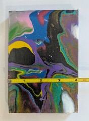 Abstract Fluid Pour Painting 4 X 6 Stretched Canvas acrylic Decor Art Colorful