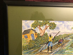 Pierre Henri Philippe Water Color Of Jamaican Scene 9 3/4” X 12 3/4”