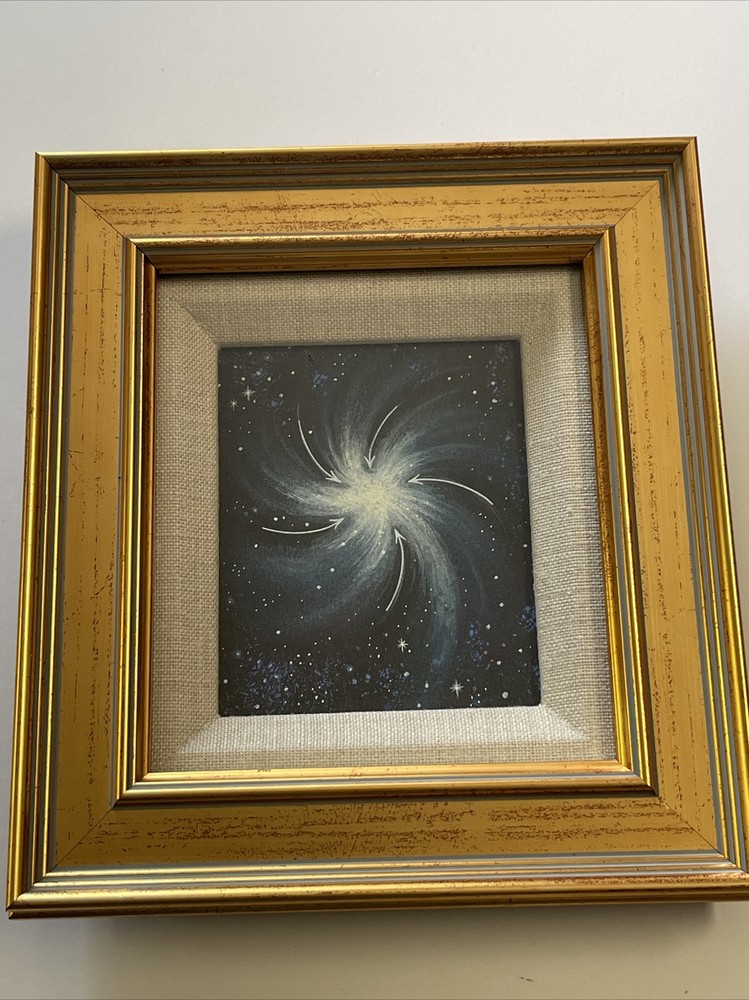 VINTAGE PAINTING ILLUSTRATION SCIENCE SPACE TECHNOLOGY MOON ORBIT SATURN