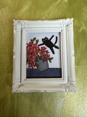 Print Of My Art Funny Black Cat funny,cute,miniature Painting,small, framed