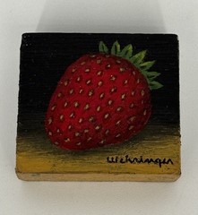 Charles Wehringer Miniature Oil Painting – Strawberry, Americana 20th Century