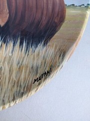 Rhinoceros Console Bowl? 12″ Plate Hand Painted Signed Mutahi Jungle Decor