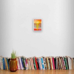 Sunrise Glory – Original Painting, Golden Hour Seascape, by Eman Khalifa | Conte