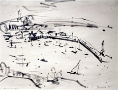 Werner Drewes watercolor Gloucester Harbor 1956