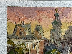 Oil painting Lviv Bernardine Monastery Ukrainian painter Cardboard original art
