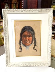 Original Hopi Indian Portrait Gaell Lindstrom (1919-2009) Framed Signed Listed