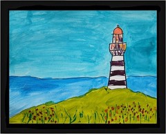 Expressionism/Abstract 11 x 14 Cape Lighthouse Signed Colorful Art Painting