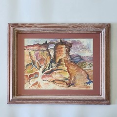 Mary Lou Ray Greer Original Watercolor Painting Southwest Desert Canyon Framed