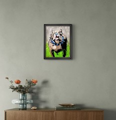 Bulldog Original Painting Abstract Expressionist Canvas 11×14 Dog Pet Portrait