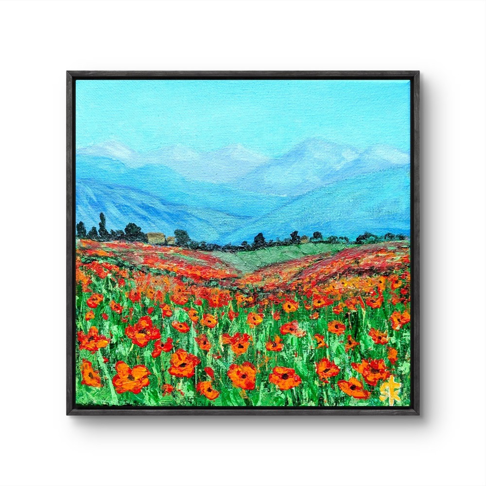 Susan Tolle-Knight Red Poppies 8×8 Canvas Original Acrylic Painting Home Decor