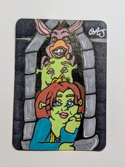 Hand Painted Shrek Aceo Featuring Shrek Fiona Donkey By Artwithkittykat Aka OAJ