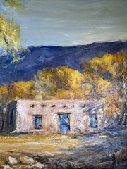 California Artist Palos Verdes Oil Painting 1989 Anne Gere New Mexico Landscape