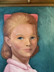 Portrait of A Young Woman 21 1/2 x 17 Oil On Canvas Signed by Steven’s 1965 VG