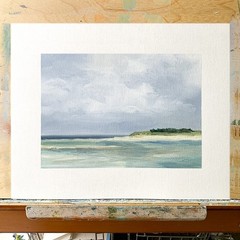 8×10 Original Oil Seascape Painting Impressionist Sandy Beach Coastal Art Signed