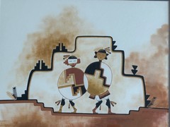 SOE-KHUWA-PIN ROBERT MONTOYA SANDIA/San Juan PUEBLO RARE ORIGINAL PAINTING 1979