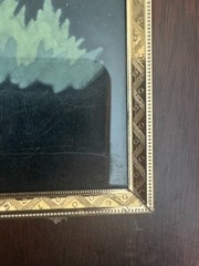 Vintage Mid-Century Modern Hand-Painted Silk Deer Painting 1950s MCM Gold Frame
