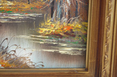 Vtg 70s Framed Original Morejon Forest & River Landscape Scene Oil Painting 8X10