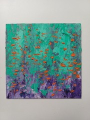 Abstract Landscape Artwork Impasto Oil Painting Colorful Original Art 6″x6″