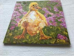 Duckling Painting Duck Original Art Bird Artwork Farm bird Oil Painting