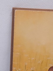1976 Shiela Dowdell Painting Plaque, 3 Girls In Field Two Brunette One Blonde