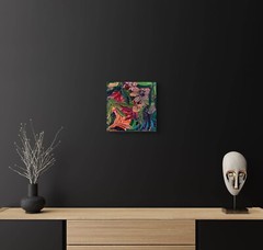 Original 14×14 Textured Flower Painting Modern Wall Art Signed FREE SHIPPING