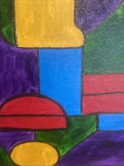 Abstract People,man And Woman,cubism,couple 16/20 Original Painting On Canvas,