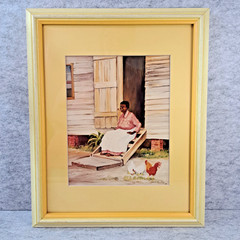 JUANITA COURTNEY Signed Vtg Original Watercolor Painting, Rural Life Louisiana